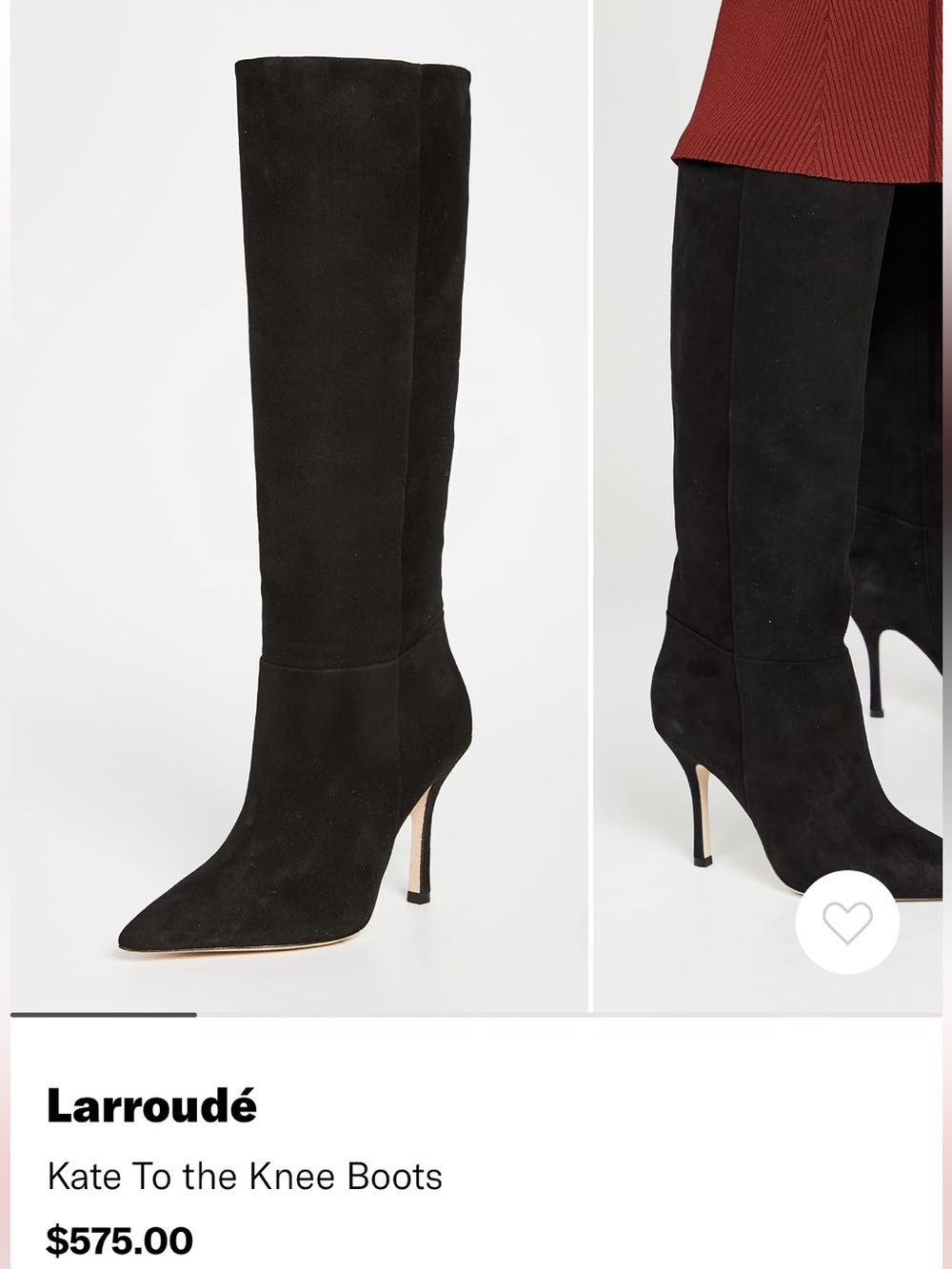 Larroudé Kate Black Suede Knee High Boots